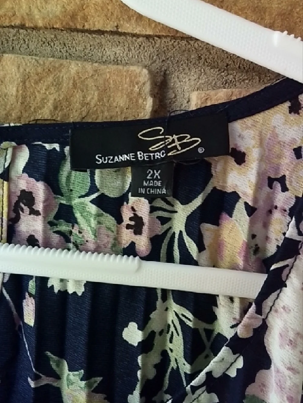 Suzanne Betro Navy Floral Dress with Pastel Accents - Picture 2 of 4